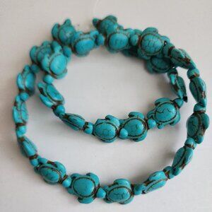 Blue Howlite Turquoise Turtle Beads 15x18mm 16"Strand, Jewelry making, Destash